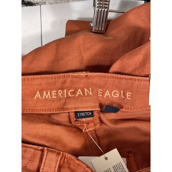 New American Eagle High Rise Straight Jeans Cargo Womens Size 6 Orange Y2K Hippi - Picture 10 of 16